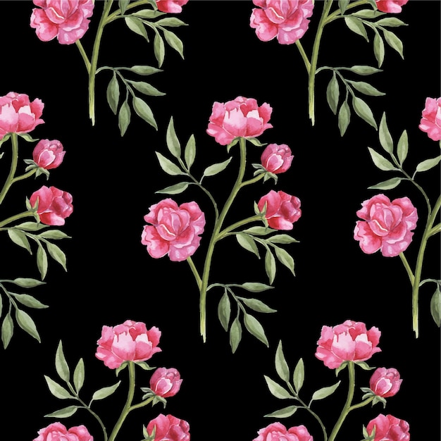 Peonies pattern watercolor