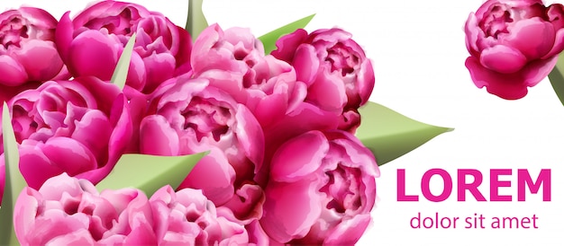 Peony bloemen boeket kaart achtergrond
