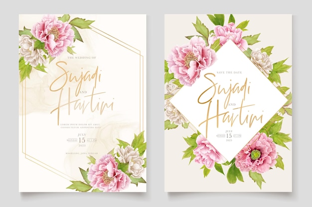 Peony border and frame card design