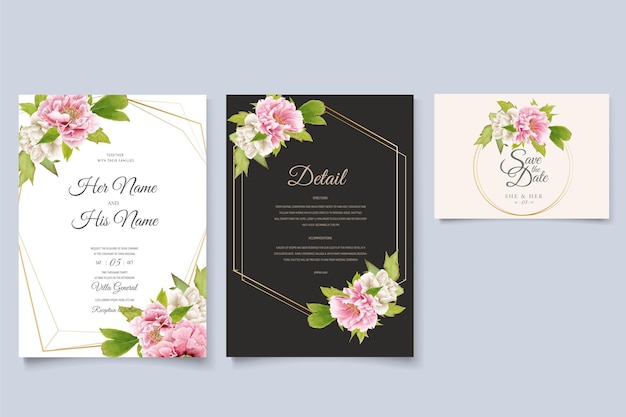 Peony border and frame card design