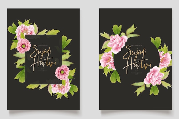 Peony border and frame card design