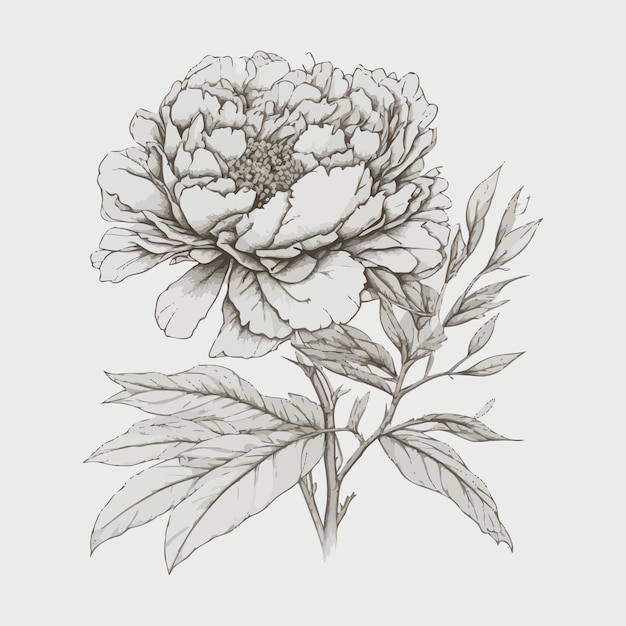 Premium Vector  Peony drawing illustration generative ai flower