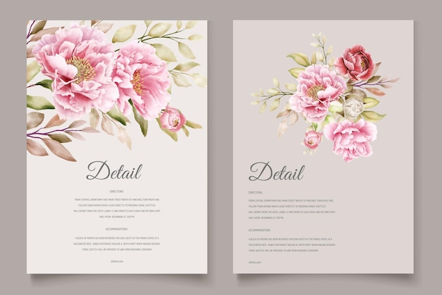 Peony floral background and frame card design