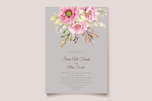 Peony floral background and frame card design