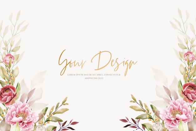 Peony floral background and frame design