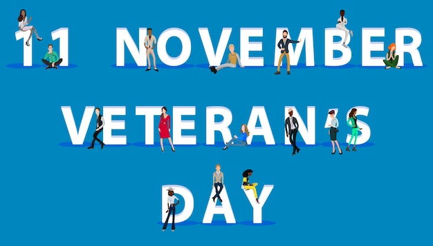 Persone l'11 novembre veteran's day per web mobile app