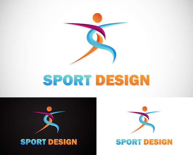 people abstract logo creative design sport yoga athletic