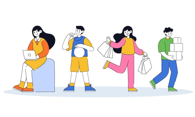 People activity flat vector illustration
