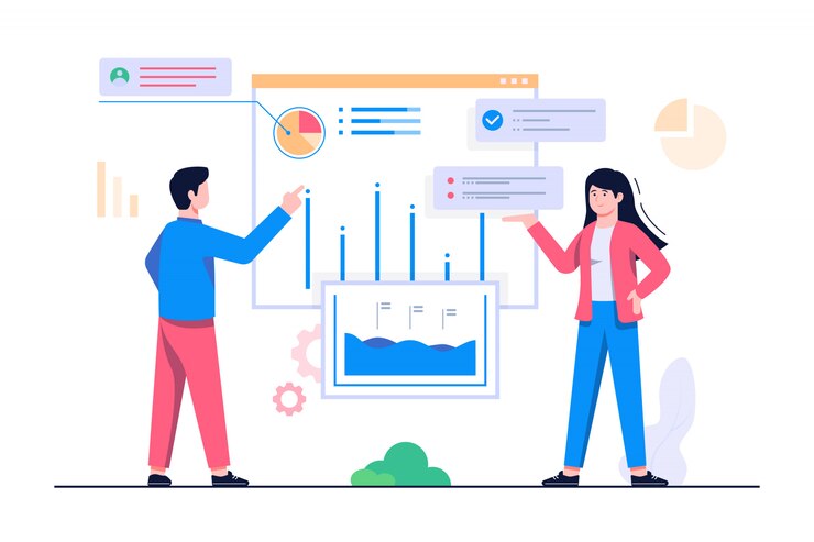 Vector people analytics concept flat illustration
