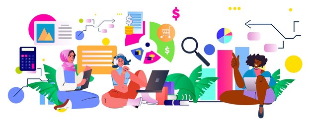 ノートパソコンのデータ分析会計コンセプト水平方向で個人の予算表を分析する人々