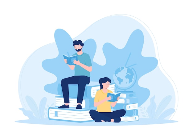 People are studying together trending concept flat illustration