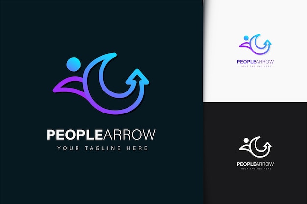 Vector people arrow logo design with gradient