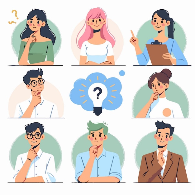 Vector people asking questions illustration