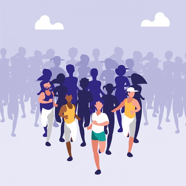 People athletics race avatar character