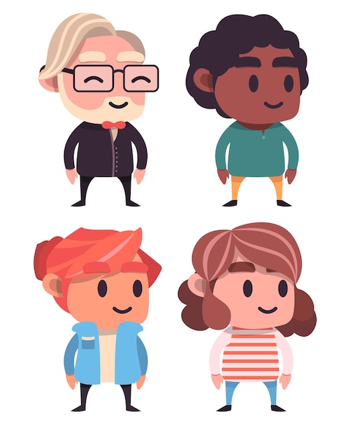 Vector people avatar cute full body set