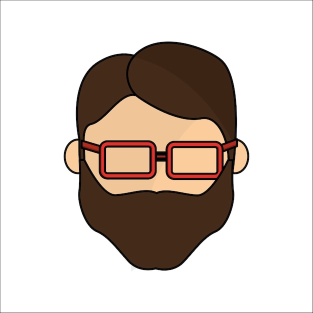 people, avatar face men with glasses icon