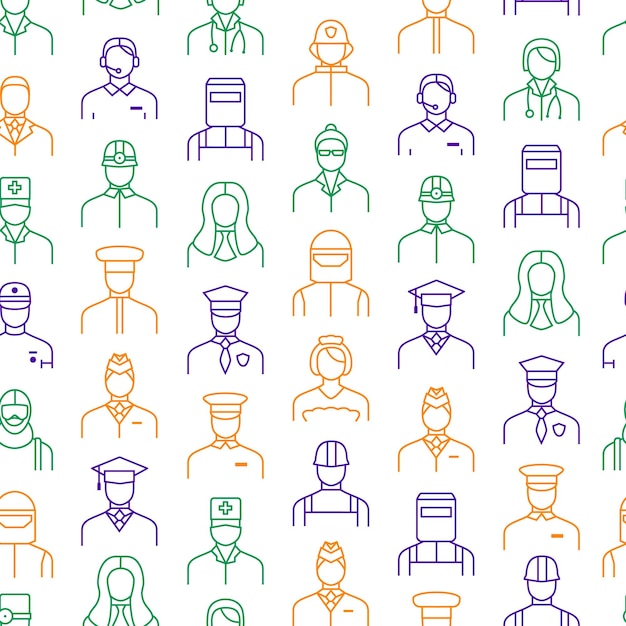 Vector people avatars characters staff seamless pattern background vector