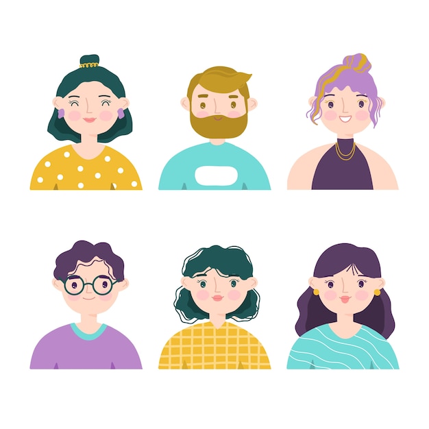 Insieme dell'illustrazione degli avatar della gente