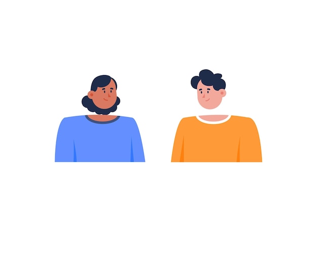 Vector people avatars with young man and woman