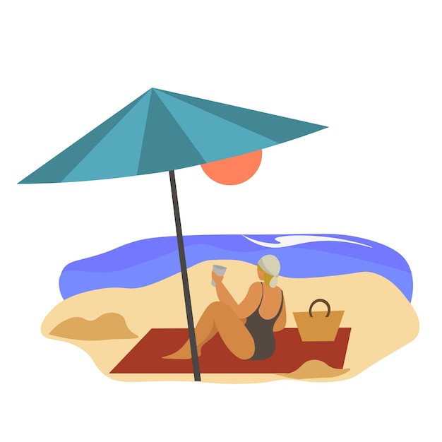 Vector people on the beach illustration scene