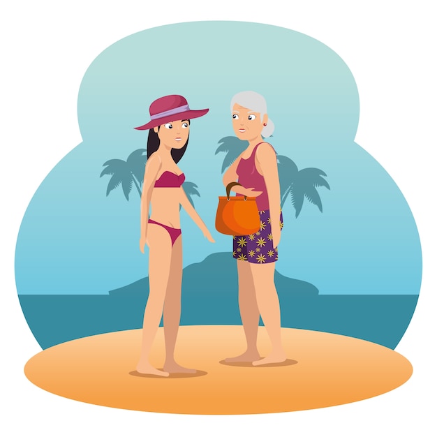 Persone sulla spiaggia vacanze estive
