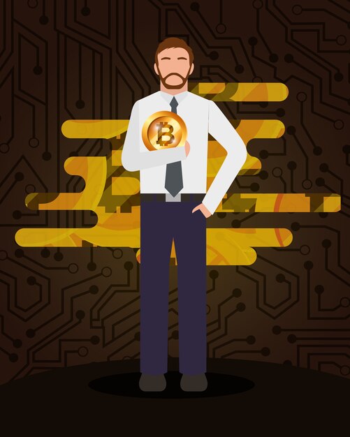 Vector people bitcoin related