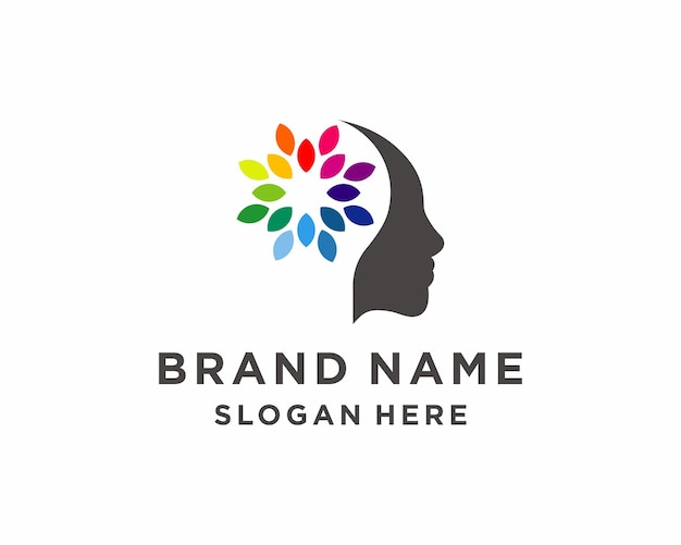 People brain psychology logo template