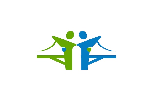 People Bridge cooperation logo design template element vector