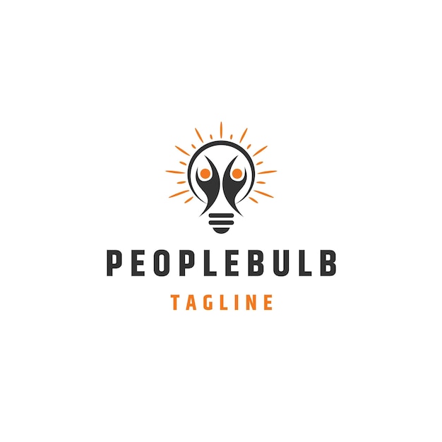 People bulb logo icon design template flat vector