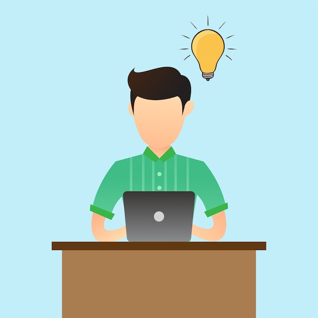  people business illustration think idea use laptop