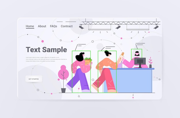 Persone che acquistano prodotti nella pagina di destinazione dell'identificazione del sistema cctv di sorveglianza della telecamera di sicurezza del negozio di alimentari