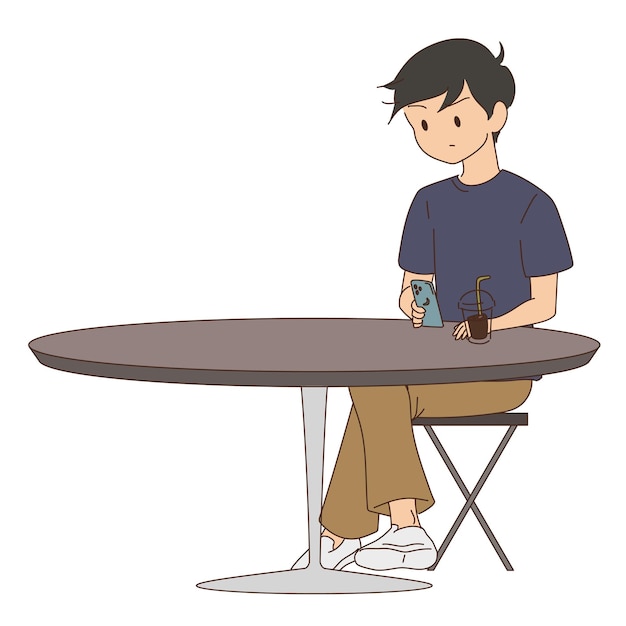 Vector people in cafe illustration scene 3