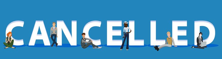 Vector 웹 모바일 앱 프레젠테이션이 취소된 사람들