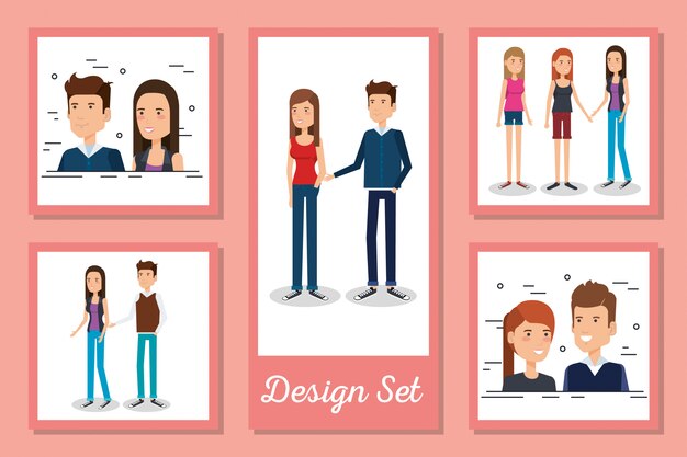 Vector people card set