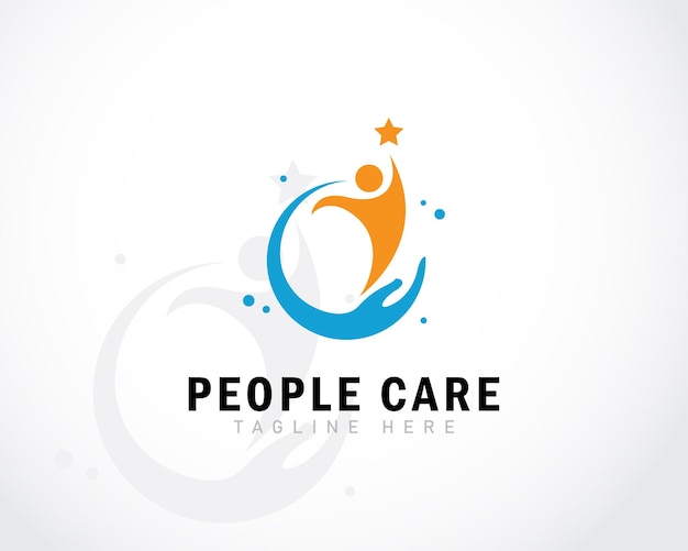 People care logo creative success education hand care icon vector design