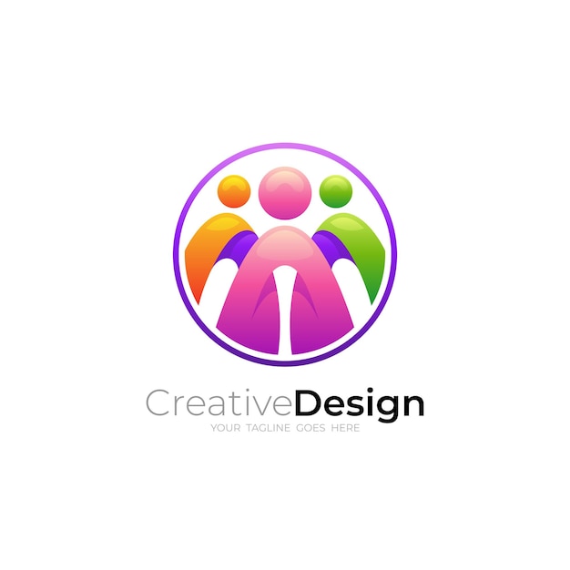 People care logo with community design template social icons