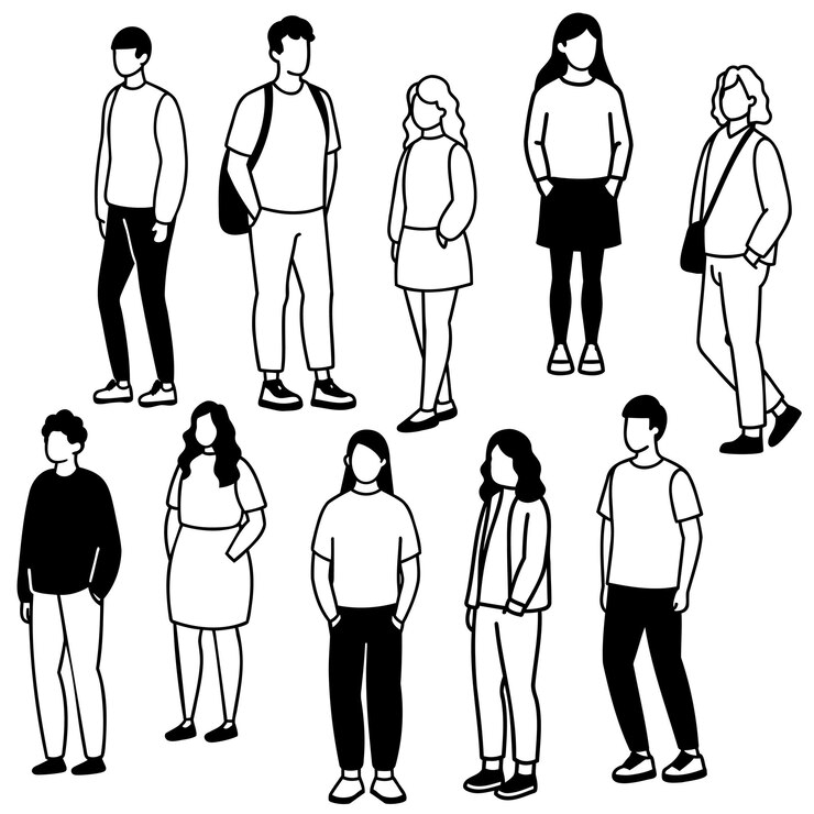 Vector 人々のカジュアルな日常生活のシルエット