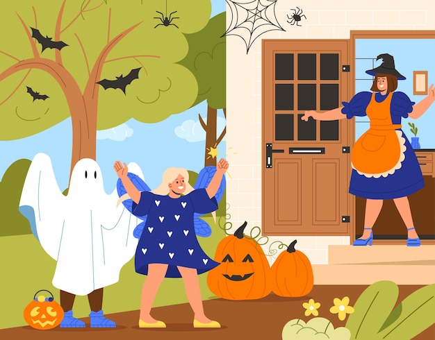 Vector people celebrate halloween concept