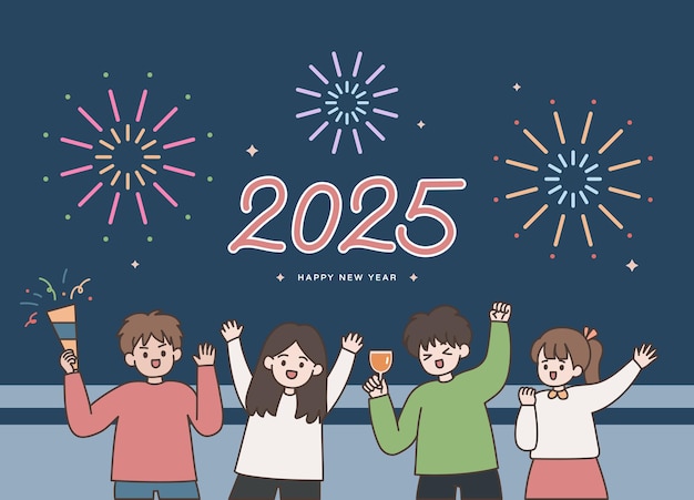 人們在陽台上慶祝 2025 年新年