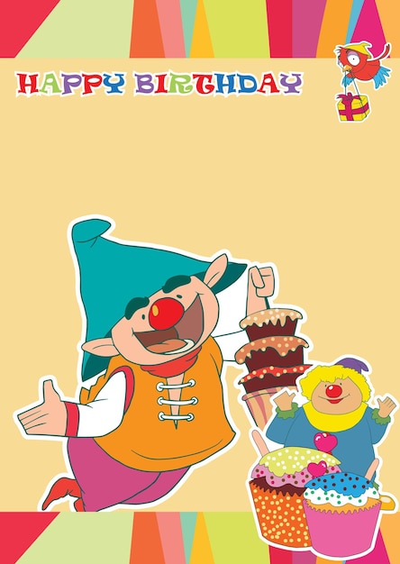 誕生日パーティーを祝う人々キャラクターr誕生日ケーキギフト