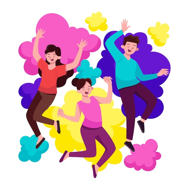 Vector people celebrating holi festival