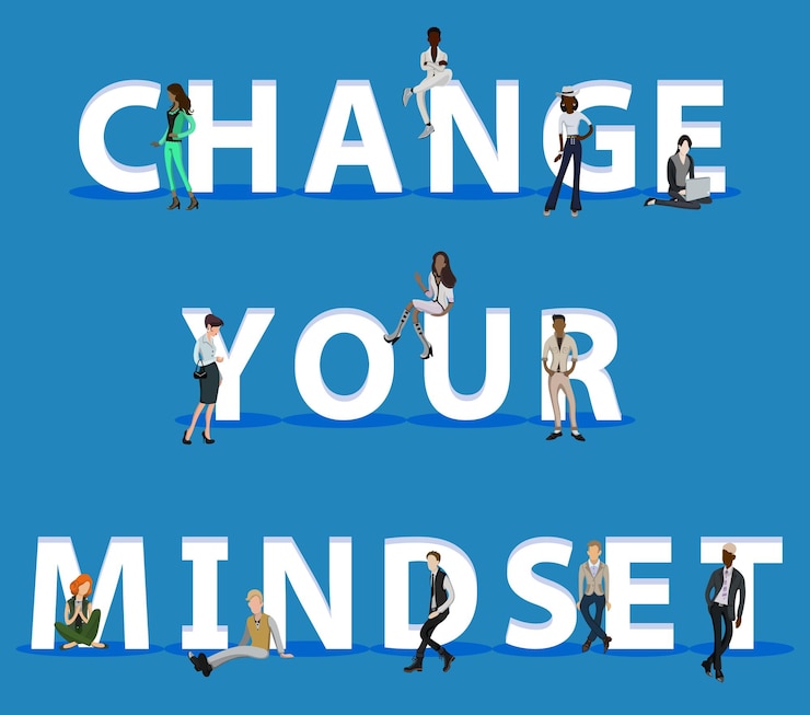 Vector people on change your mindset for web mobile app