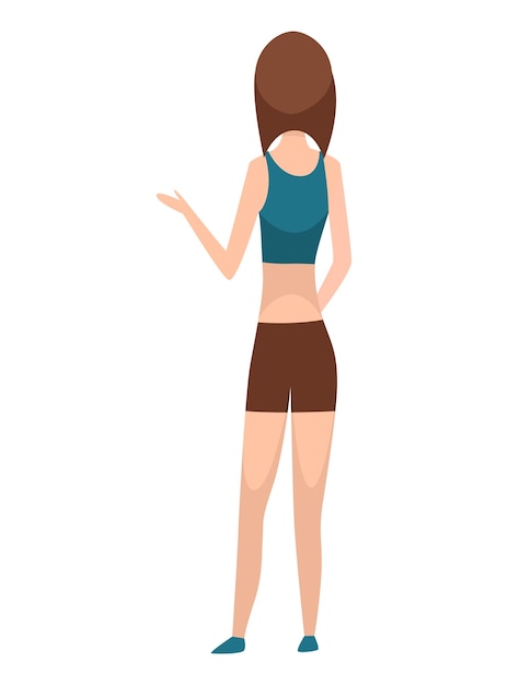 Vector people character back view young human cartoon vector woman standing illustration adult people from behind female character in casual outfit