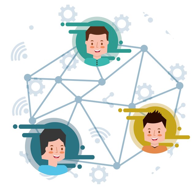 Vector people characters connection internet community