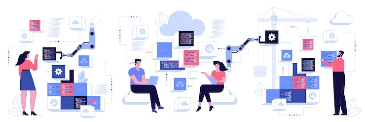 Vector people characters developing software program