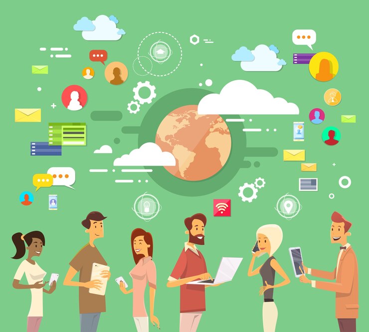 Vector people chat digital device 
