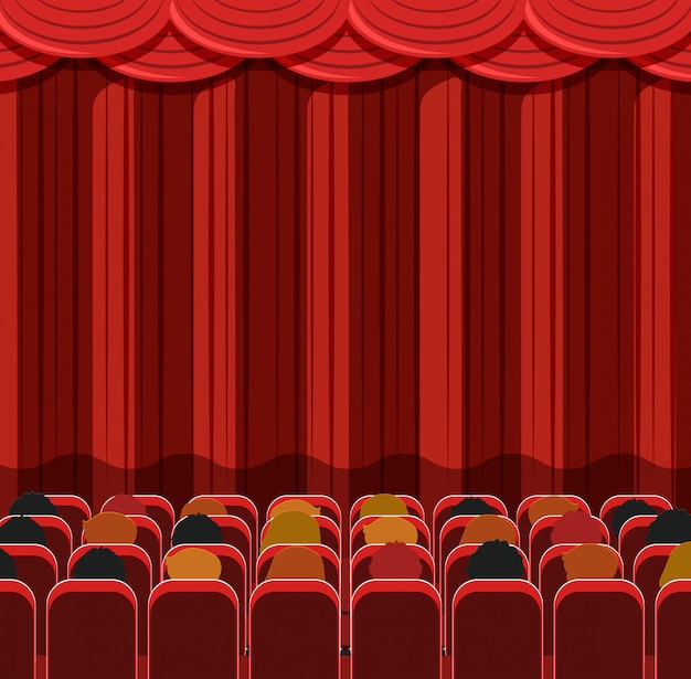 Vector people in a cinema scene