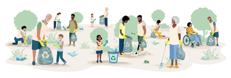Vector people cleaning in the city park