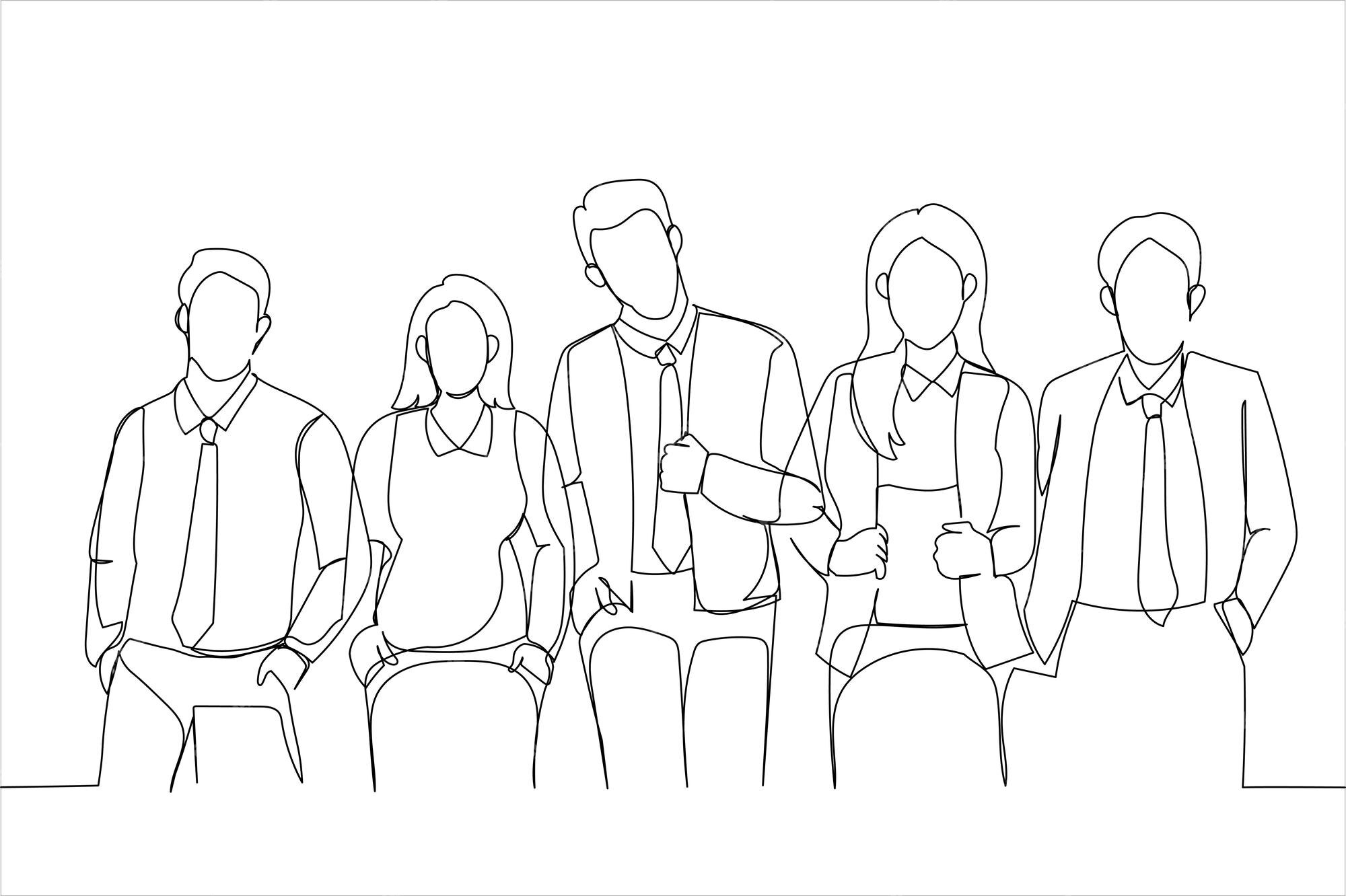 Premium Vector | People in clothes suitable for office dress code standing single continuous ...
