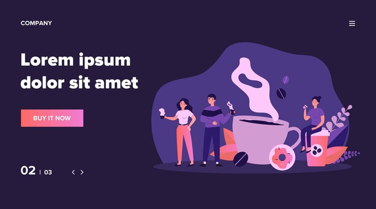 Vector people at coffee break   illustration. tiny man and women relaxing, talking and drinking coffee. communication and office experience concept